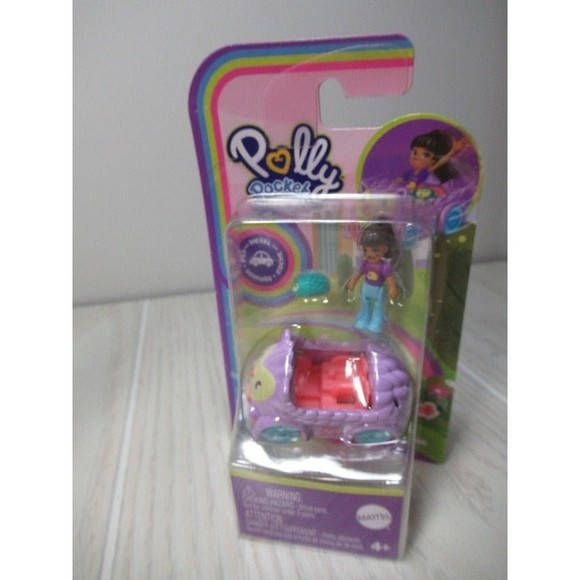 Mattel Other - Polly pocket mini purple car‎ set hedgehog girl doll pet